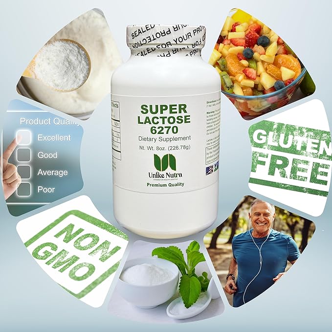 Unike Nutra Super Lactose Powder |Healthy Sweeteners for Cooking & Baking, Sugar Powder Filler | 8 Oz Pack of 1