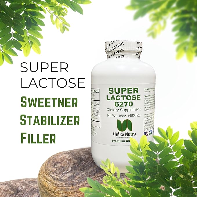 Unike Nutra Super Lactose Powder |Healthy Sweeteners for Cooking & Baking, Sugar Powder Filler |16 Oz Pack of 6