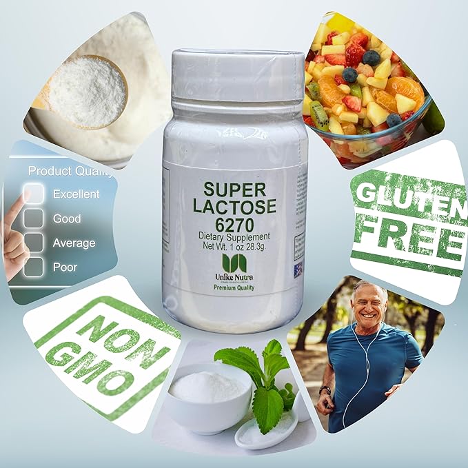 Unike Nutra Super Lactose Powder |Healthy Sweeteners for Cooking & Baking, Sugar Powder Filler | 1 Oz Pack of 6