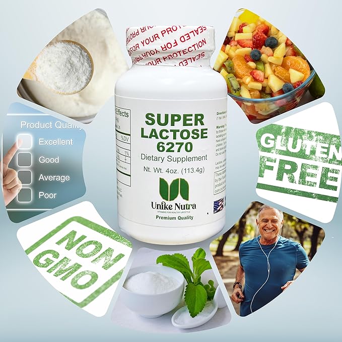 Unike Nutra Super Lactose Powder |Healthy Sweeteners for Cooking & Baking, Sugar Powder Filler | 4 Oz Pack of 1