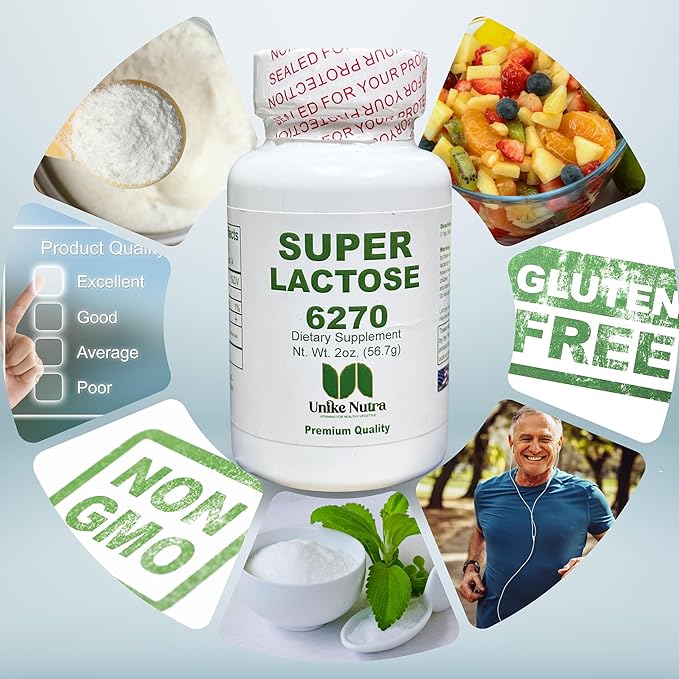 Unike Nutra Super Lactose Powder |Healthy Sweeteners for Cooking & Baking, Sugar Powder Filler | 2 Oz Pack of 6