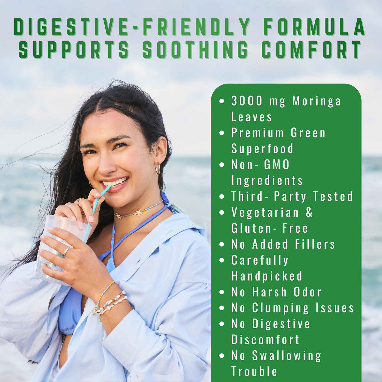 Organic Moringa Powder 8oz - Pure Green Superfood