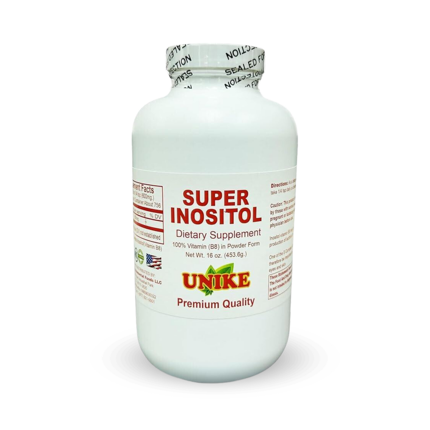 Super Inositol Dietary Supplement, Inositol (Vitamin B8) Powder, Vegan 16 Oz (Pack of 6)- Unike Nutra