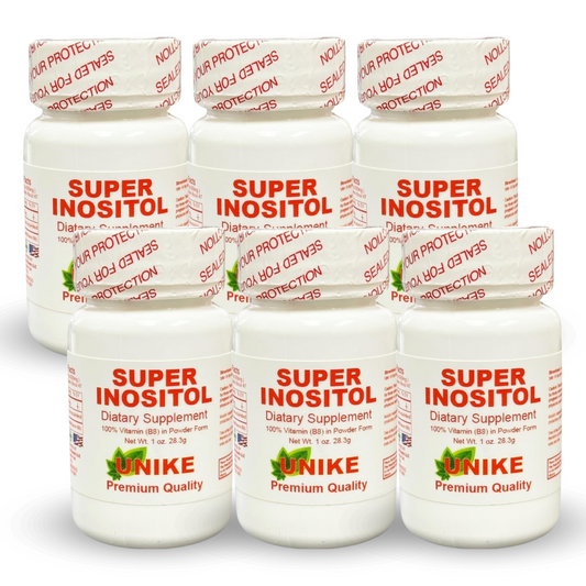 Super Inositol Dietary Supplement, Inositol (Vitamin B8) Powder, Vegan 1 Oz (Pack of 6)- Unike Nutra