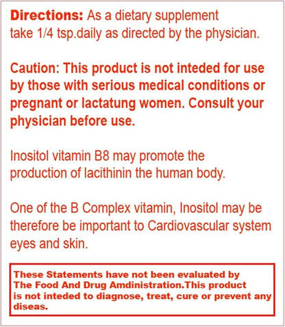 Super Inositol Dietary Supplement, Inositol (Vitamin B8) Powder, Vegan 8 Oz (Pack of 6)- Unike Nutra