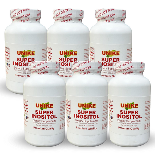 Super Inositol Dietary Supplement, Inositol (Vitamin B8) Powder, Vegan 8 Oz (Pack of 6)- Unike Nutra