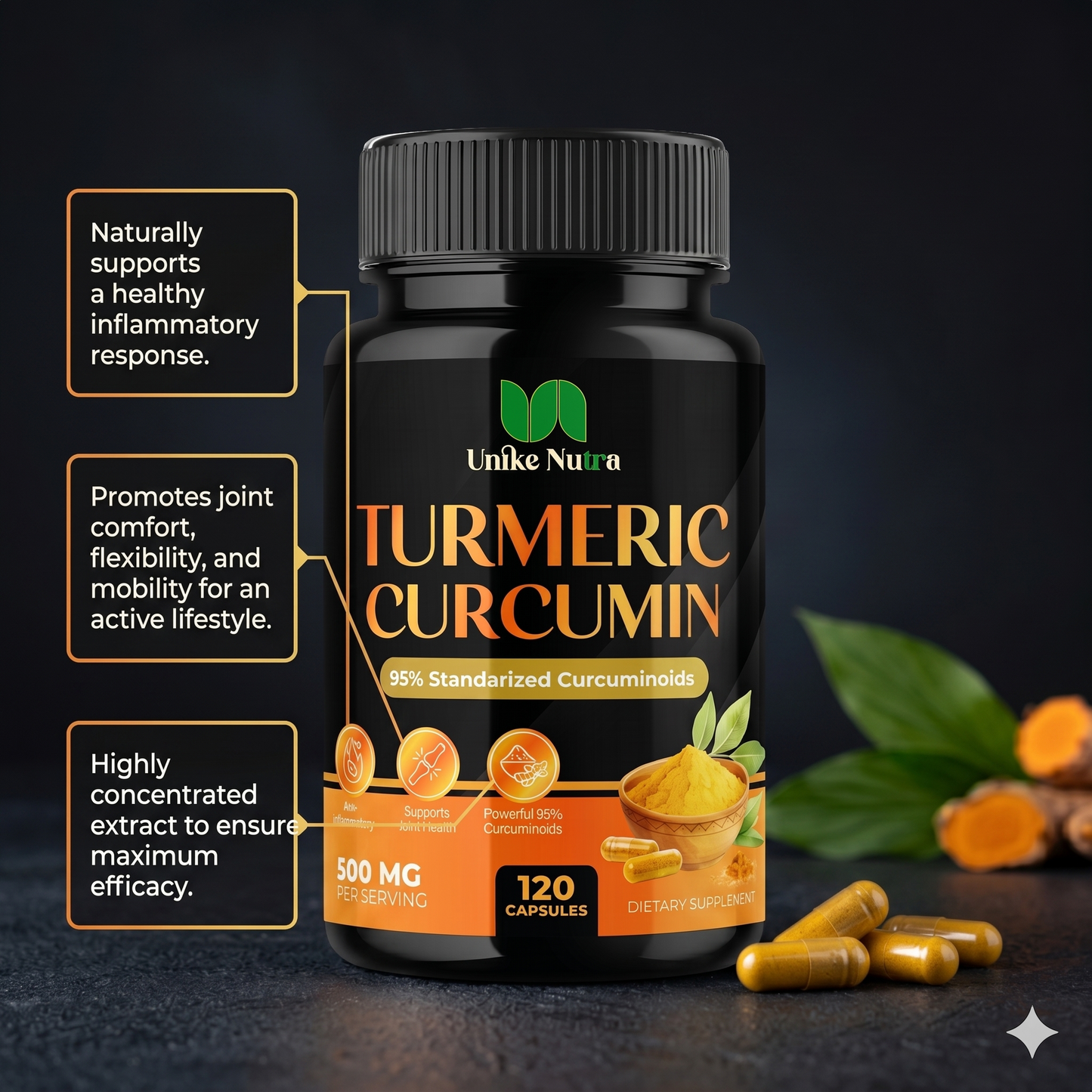 Turmeric Curcumin Capsules – Herbal Joint & Antioxidant Support