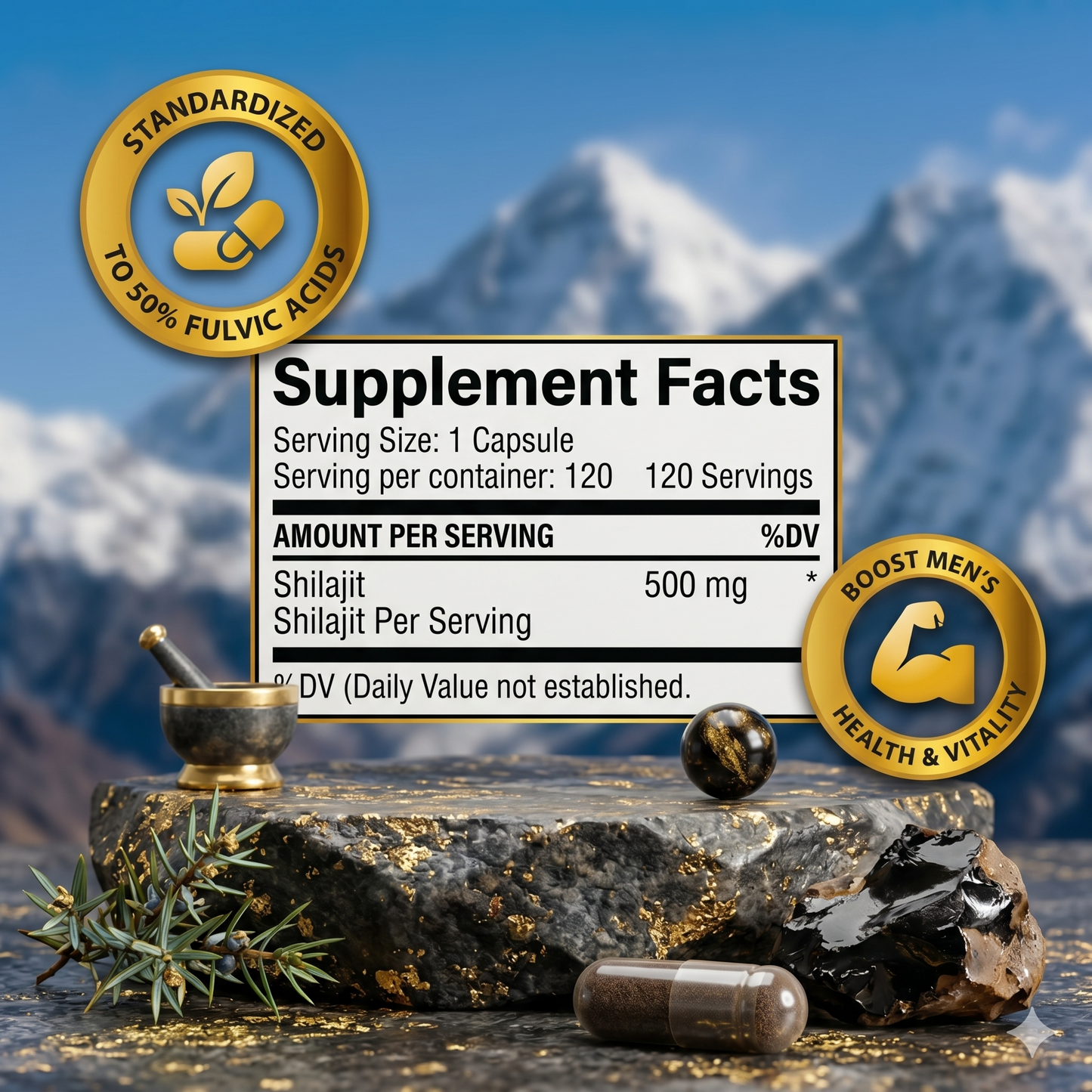 Himalayan Shilajit Capsules – Traditional Mineral Resin for Vitality