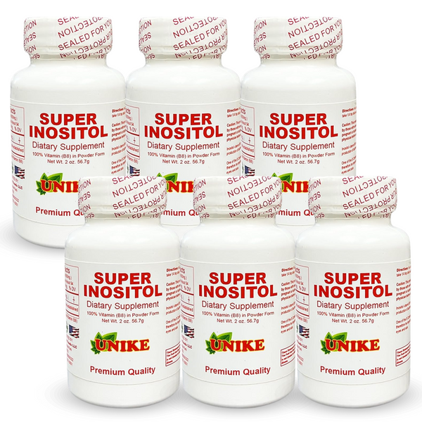Super Inositol Dietary Supplement, Inositol (Vitamin B8) Powder, Vegan 2 Oz (Pack of 6)- Unike Nutra